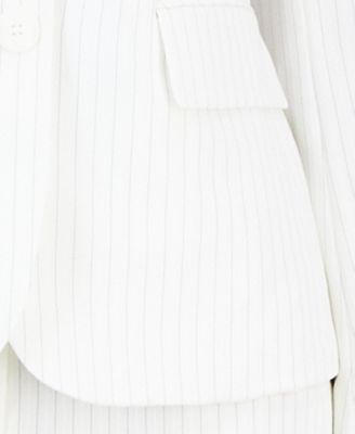 Women's Pinstripe Shawl-Collar Mid-Rise Pantsuit, Regular & Petites