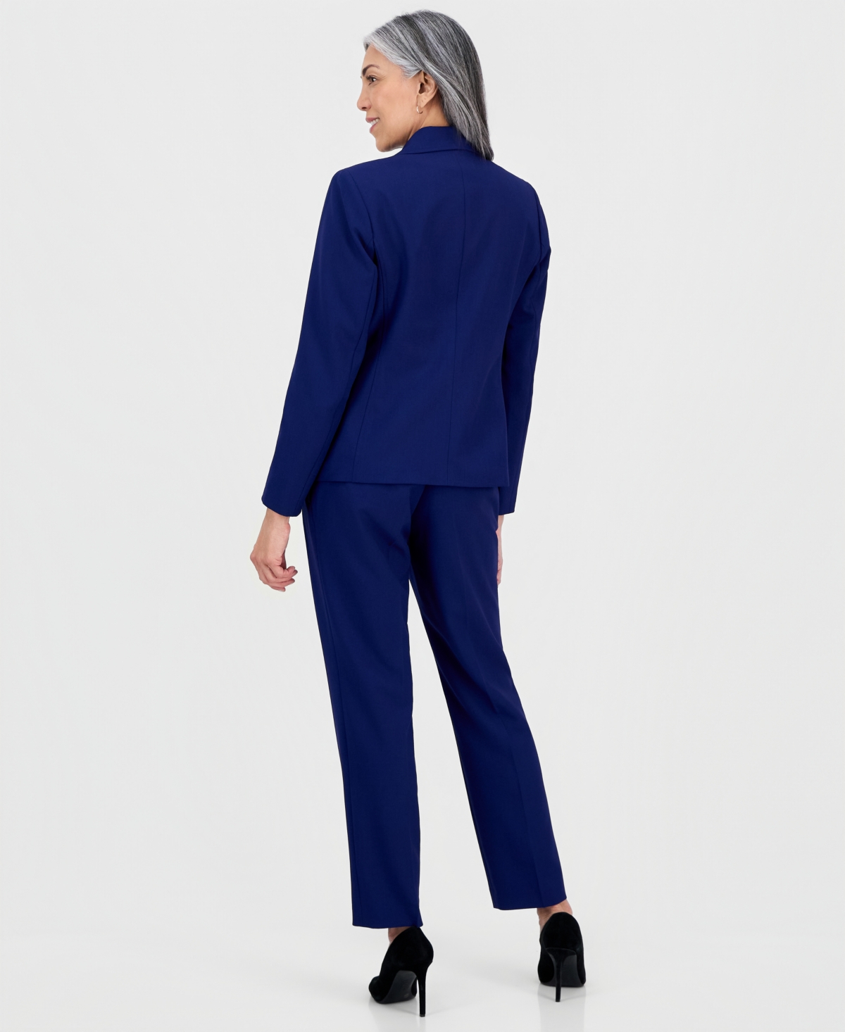 Le Suit Women's Notch-lapel Mid-rise Pantsuit In Blue