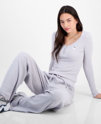 Juniors' Hacci Ribbed Top & Drawstring Pants