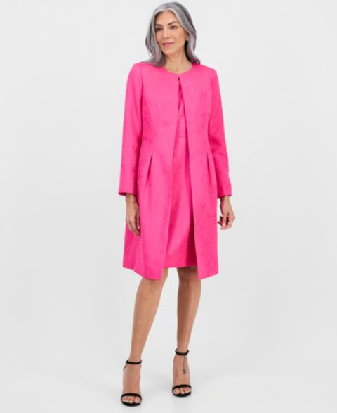 Женские платья Le Suit Jacquard Jacket & Round-Neck Sheath 2 Piece Dress Suit, цвет: Lipstick