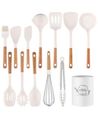 SUGIFT 13-Piece Silicone Kitchen Utensils with Wooden Handles Set - Macy's