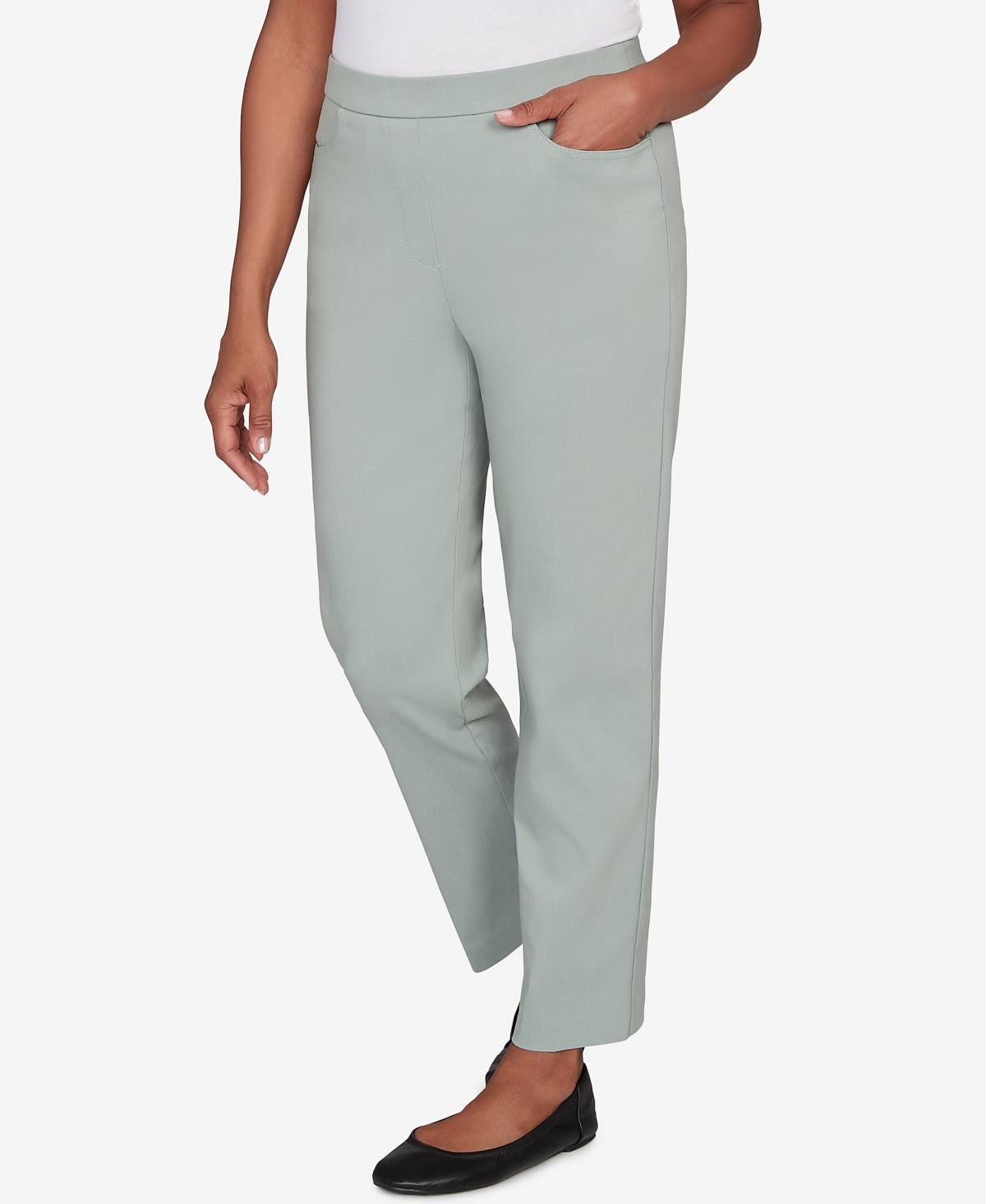 Alfred Dunner Petite Stockbridge Modern Millennium Average Length Pants In Green
