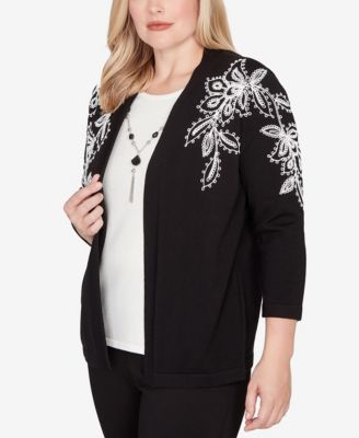 Petite Barcelona Floral Soutache Two in One Sweater with Necklace