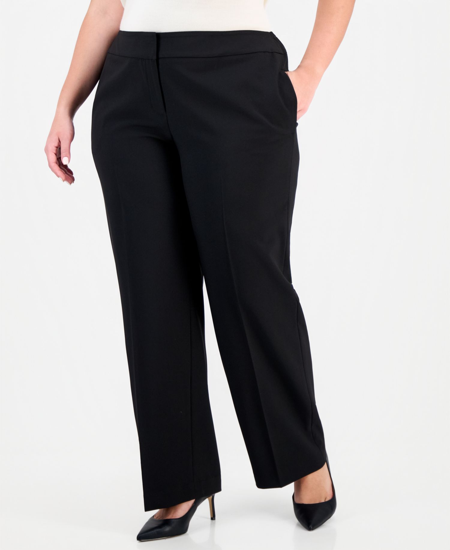 Plus Size Belted Wide-Leg Mid-Rise 2 Piece Pantsuit