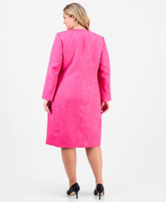 Plus Size Floral-Jacquard Topper & Sheath Dress Set