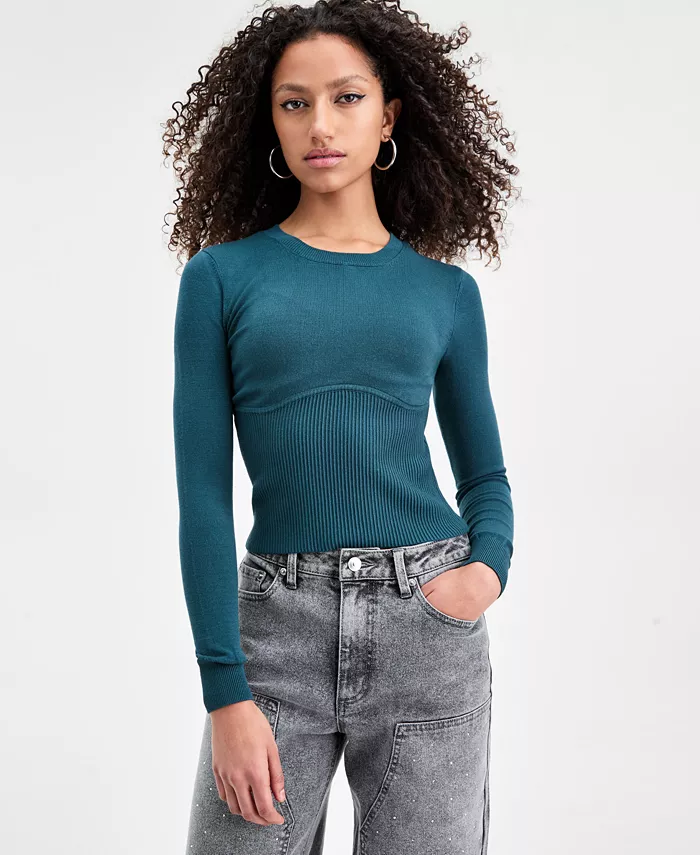 Women's Corset-Inspired Long-Sleeve Sweater