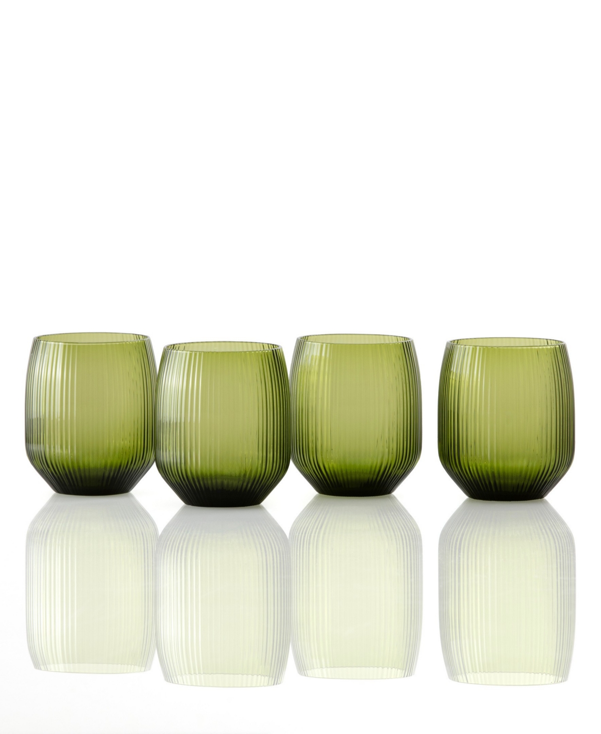 Fortessa Estiva Textured Tall Tumbler Glasses, Set Of 4 In Green