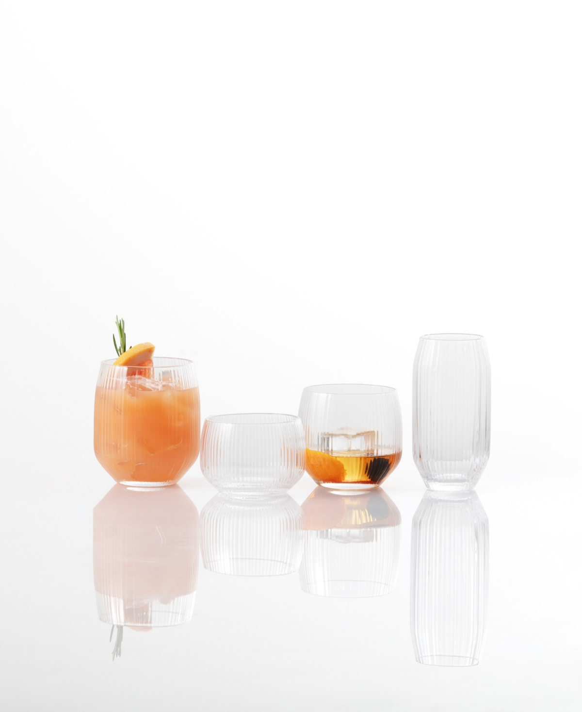 Fortessa Estiva Textured Tall Tumbler Glasses, Set Of 4 In Transparent
