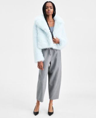 Women's Notched Collar Faux Fur Coat, Macy's Exclusive