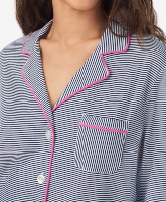 Women's Long Sleeve Notch Collar Top and Long Pants Pajama Set