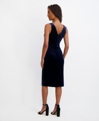 Women's Cowlneck Sleeveless Velvet Dress