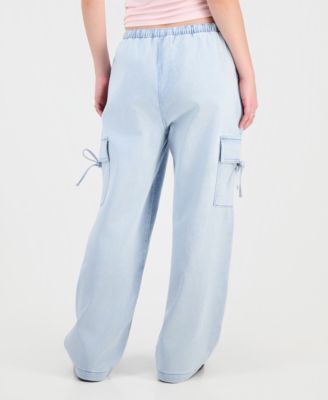 Juniors' Ultra Cozy Bow Cargo Pull-On Jeans 
