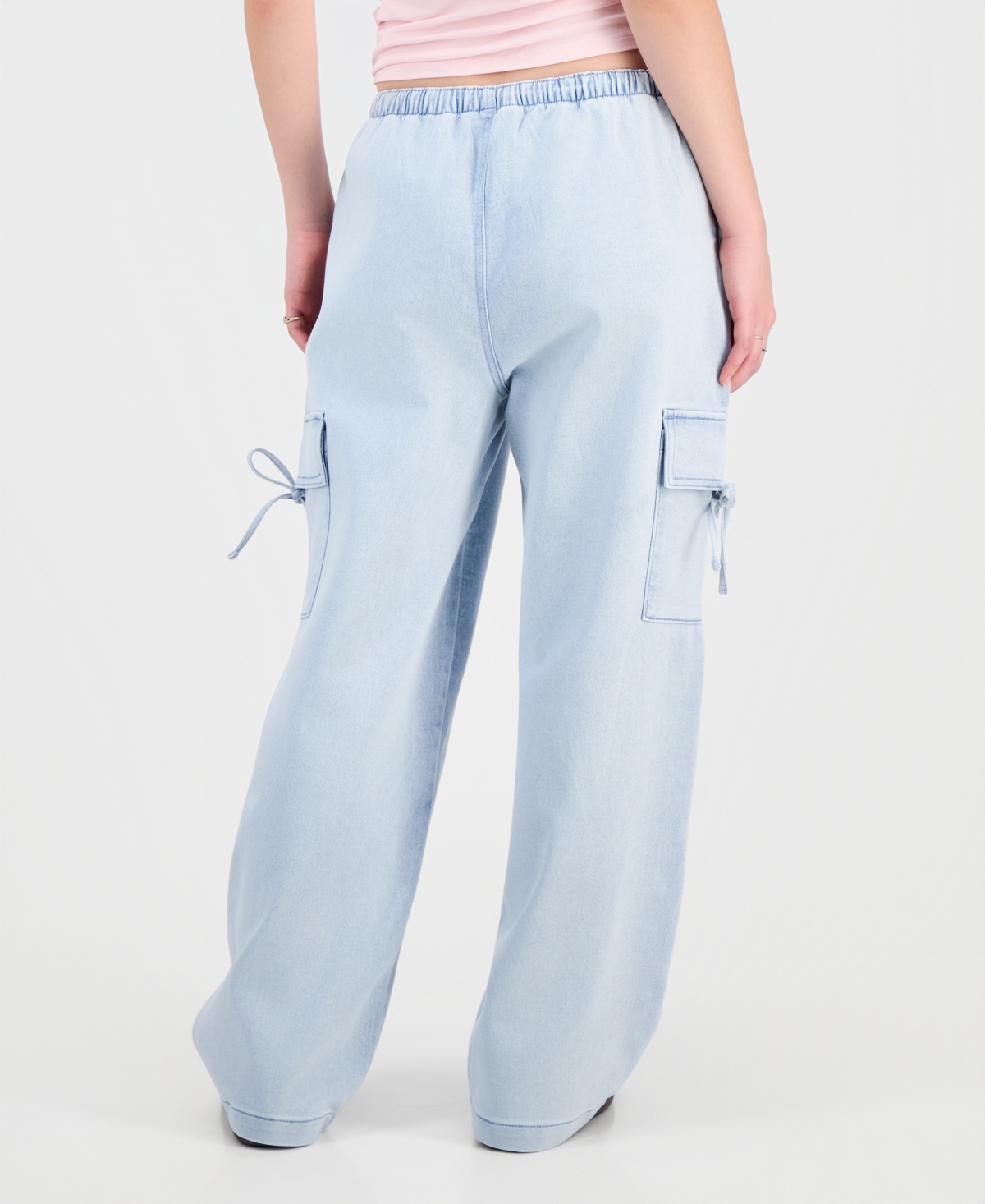 Vanilla Star Juniors' Ultra Cozy Bow Cargo Pull-on Jeans In Blue