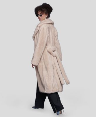 Women's Faux Fur Maxi Belted Robe Coat