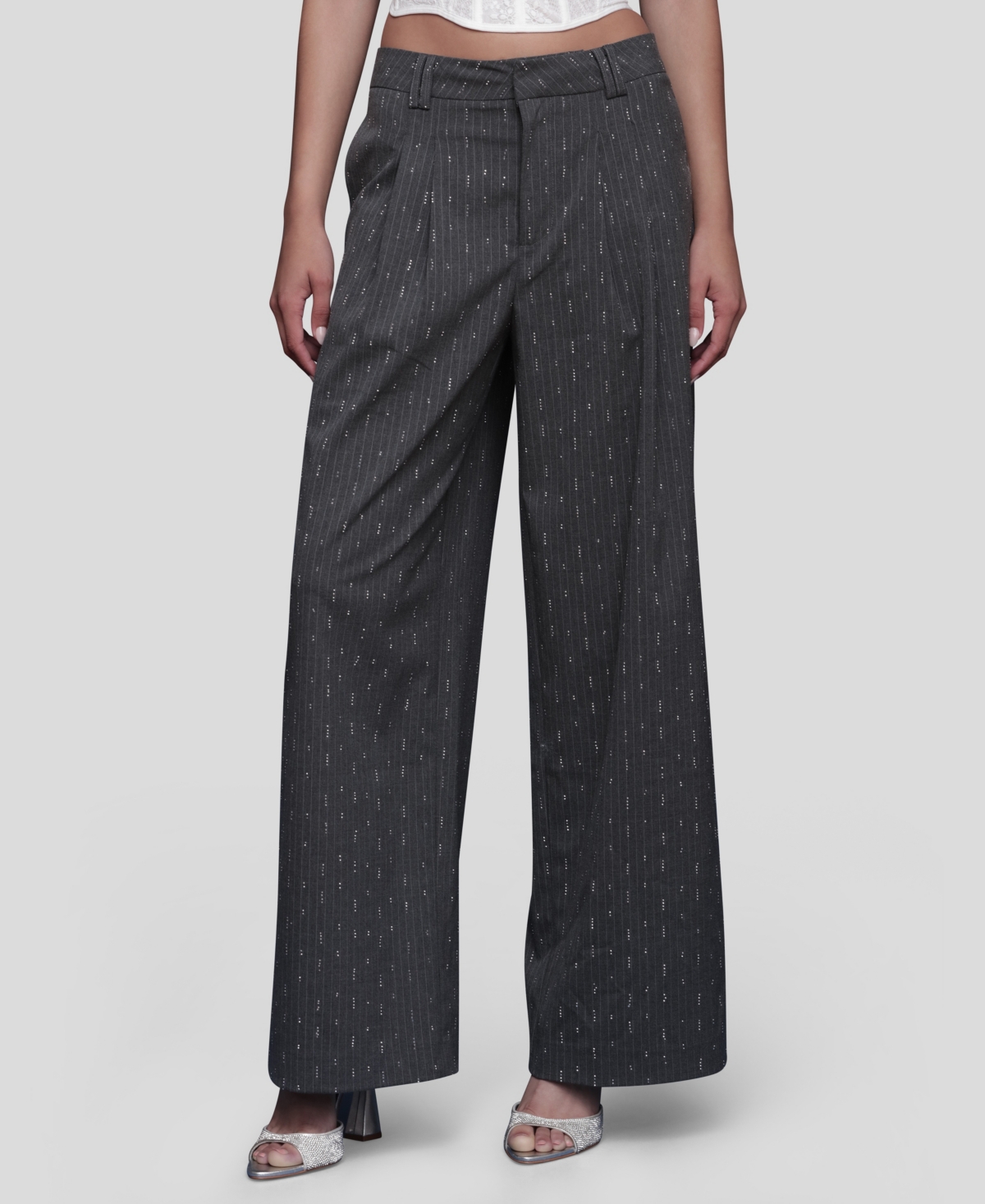 Avec Les Filles Women's Straight Wide-leg Trousers In Black