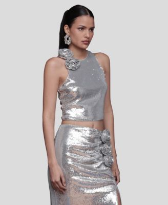 Women's Rose Applique Sleeveless Top