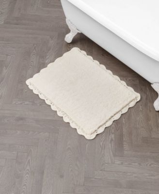 Heathered Crochet Border Cotton Bath Rug, 17" x 24"