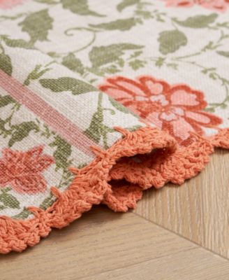 Crochet Border Cotton Runner Rug, 26" x 45"