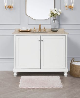 Heathered Crochet Border Cotton Bath Rug, 17" x 24"