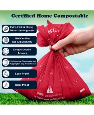 Compostable Dog Poop Bags, 270 Bags, Ruby Red