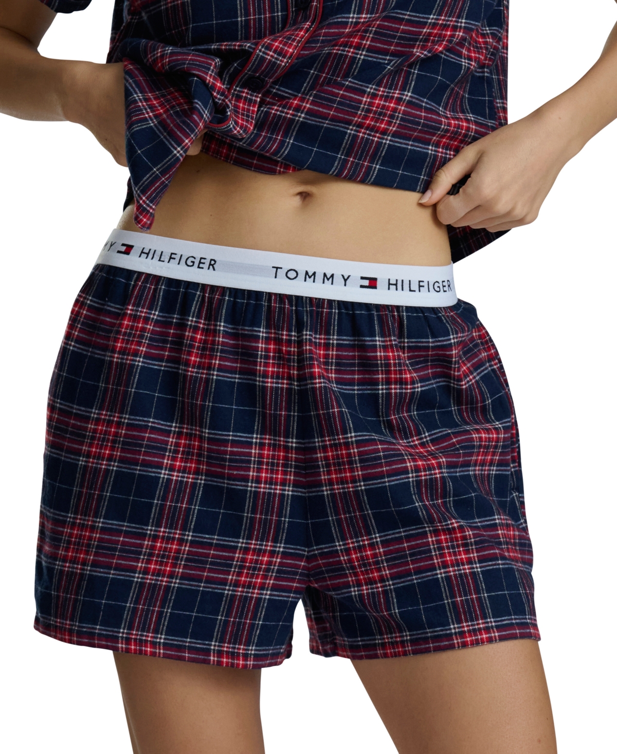 Tommy Hilfiger Women's 2-piece Shorts Sleeve Top And Boxer Set In Blue