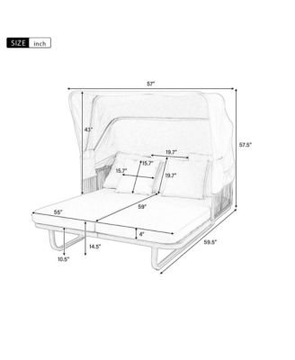 Outdoor Rattan Daybed - Patio Furniture - Grey