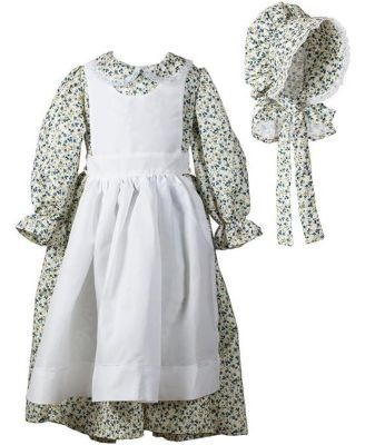Toddler Pioneer Dress, Apron & Bonnet Costume Set
