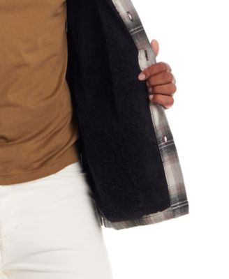 Men's Sherpa Lined Flannel Hooded Shirt Jacket