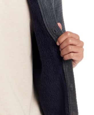 Men's Sherpa Lined Grid Collared Shirt Jacket