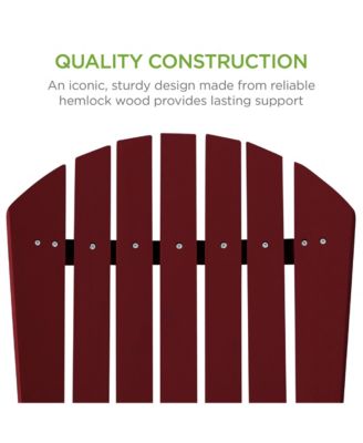 Folding Adirondack Chair Outdoor, Wooden Accent Lounge Furniture w/ 350lb Capacity