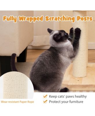 4-in-1 Building Block Cat Tree w/ Space Capsule Nest Padded Platform Hanging Toy