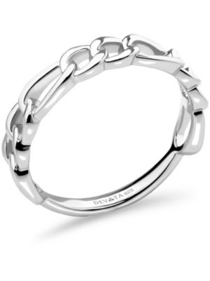 Figaro Link Ring in Rhodium Plated Sterling Silver, Size 8