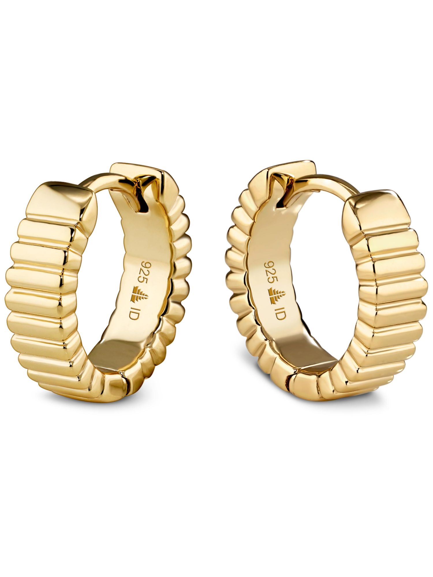 Ribbed Hoop Earrings in Plated Sterling