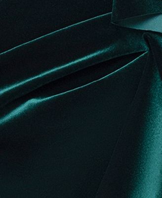 Women's Velvet V-Neck Ruffle-Front Long-Sleeve Gown 