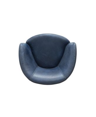 Vintage Navy 100% Italian Leather Swivel Club Chair