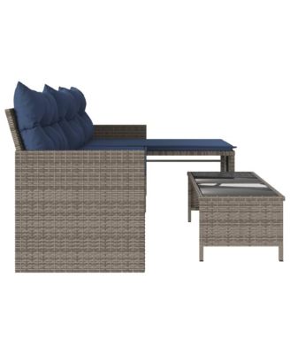 Garden Sofa Gray and Navy Blue