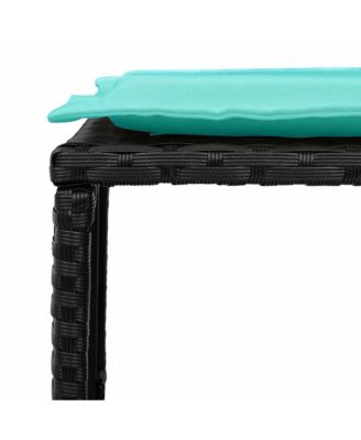 5 Piece Patio Sofa Set with Cushions Stackable Black Poly Rattan