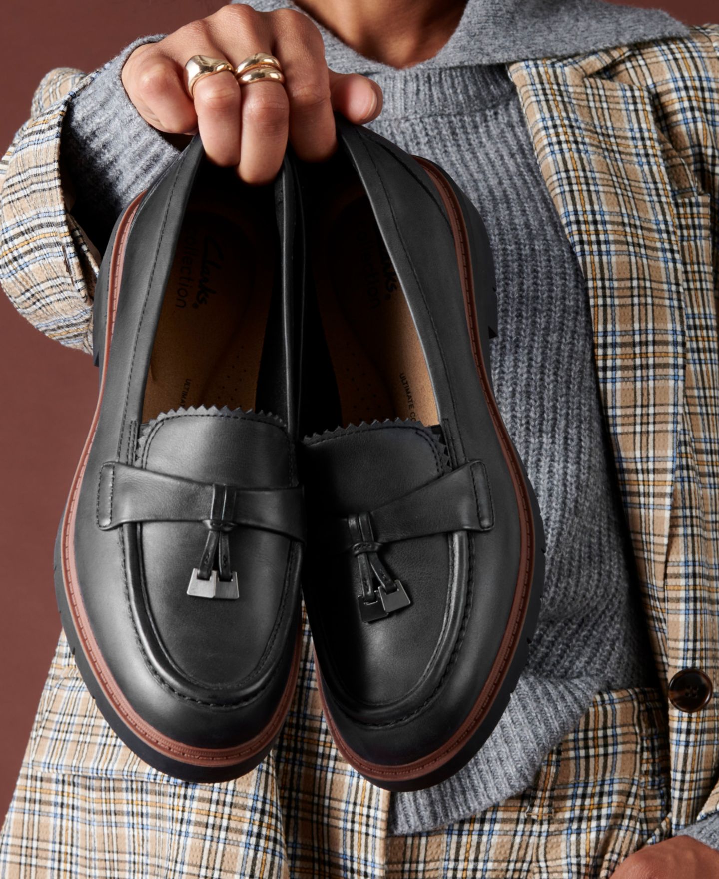 Женские туфли Clarks Westlynn Bella Lug-Sole Comfort, цвет: Чёрный кожаный — фото 5