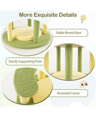 Multi-level Cat Tree w/ Wide Perch Rotatable Basket Removable Soft Cushions