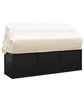 Outdoor Lounge Bed Black, Cream White