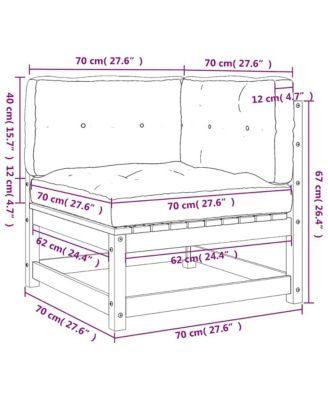 Garden Sofa Wax brown Solid pine wood 27.6 x 27.6 x 26.4 in