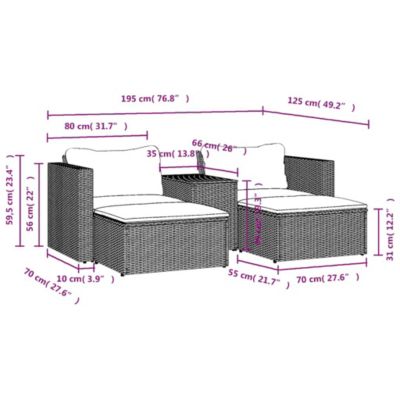 Garden Sofa Set Grey PE Rattan Modular Garden Sofa Set