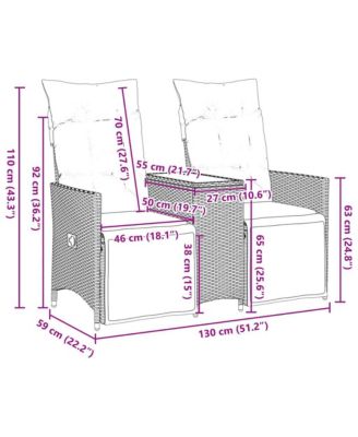 Reclining Garden Sofa Black, Cream White