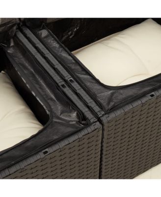 Garden Sofa Black PE Rattan 2-Seater Adjustable Armrests