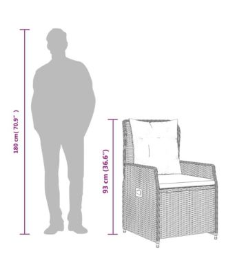 Reclining Garden Chair Black PE rattan Standard outdoor chair size