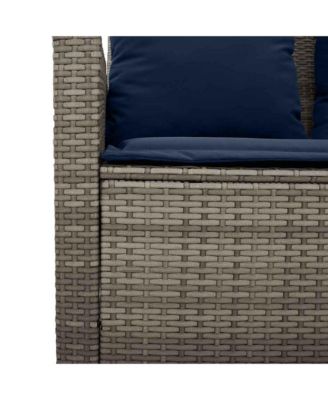 Patio Sofa 3-Seater with Cushions&Table Gray Poly Rattan