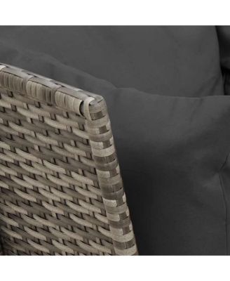 Garden Sofa Grey PE rattan, powder-coated steel, polyester