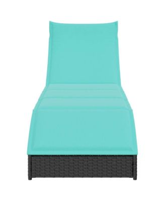 Folding Sun Lounger Black PE rattan, powder-coated steel Standard