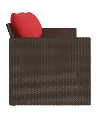 Garden Sofa Brown PE rattan 3-Seater Removable Covers