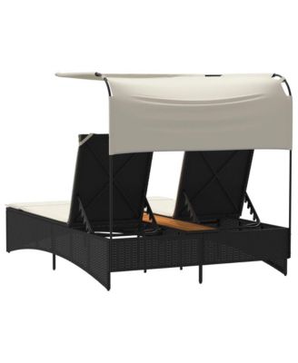 Patio Double Sun Lounger Black PE rattan Double